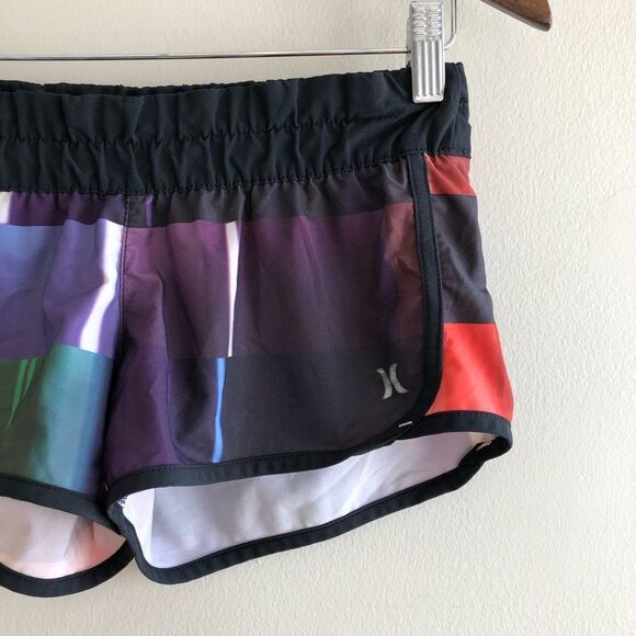 Hurley Phantom Sporty Athleisure Rainbow Mini Short Board Shorts Black - Picture 3 of 12